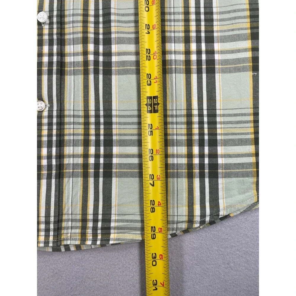 George Button Up Shirt Mens XL Green Plaid Classic Fit Short Sleeve
